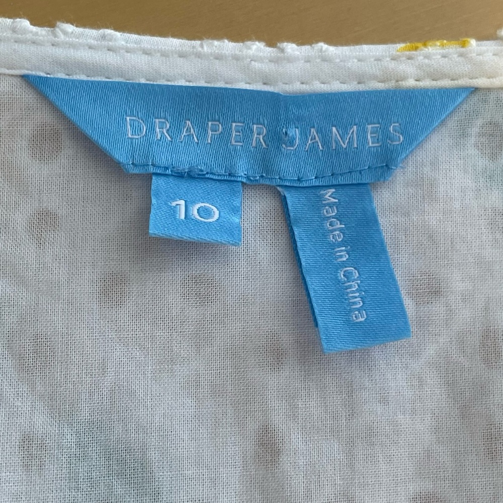 Draper James Reba Wrap Dress Sz 10 White Eyelet with Yellow Floral Garden Party - Picture 9 of 14